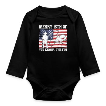 Joyeux 18e Biden - Body Bébé bio manches longues - noir - Devant