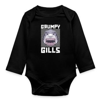 Grumpy Gills Für Hailiebhaber Und Meeresbiologen - Baby Bio-Langarm-Body - Schwarz - Vorne