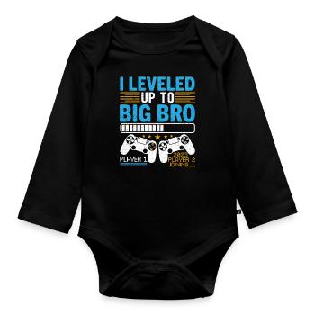 J'ai Atteint Le Niveau De Frère 2023 - Body Bébé bio manches longues - noir - Devant