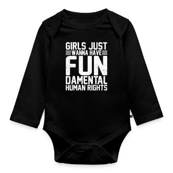 Girls Just Want To Have Human Rights - Organic Longsleeve Baby Bodysuit - black - Front
