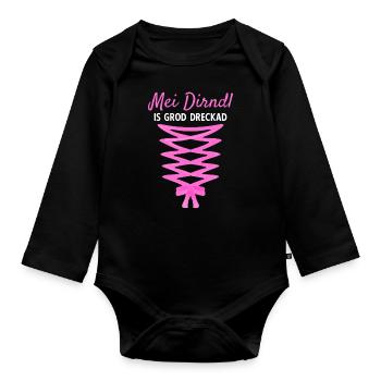 Damen Dirndl Ersatz Trachten Ersatz Bluse Kirmes - Baby Bio-Langarm-Body - Schwarz - Vorne