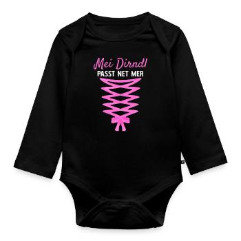 Damen Dirndl Ersatz Trachten Ersatz Bluse Kirmes - Baby Bio-Langarm-Body - Schwarz - Vorne