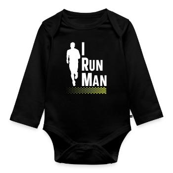 I Run Man | Vêtements de course | | de chemise de fitness - Body Bébé bio manches longues - noir - Devant