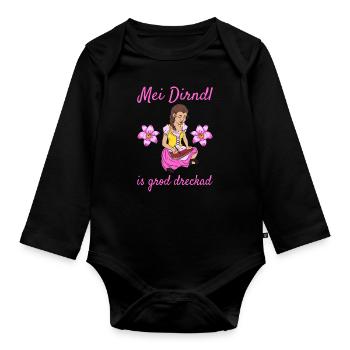 Damen Dirndl Ersatz Trachten Ersatz Bluse Kirmes - Baby Bio-Langarm-Body - Schwarz - Vorne