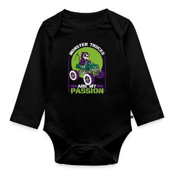 Monster Truck Auto Trucks - Organic Longsleeve Baby Bodysuit - black - Front