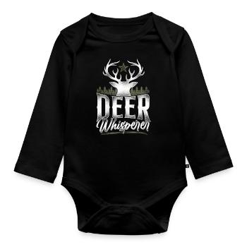 Buck Deer Hunting Hunter Vintage - Organic Longsleeve Baby Bodysuit - black - Front