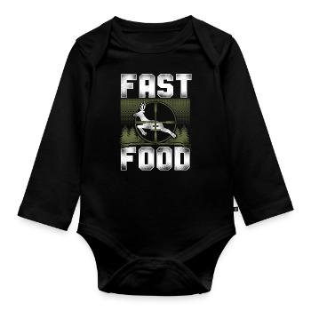 Buck Deer Hunting Hunter Vintage - Organic Longsleeve Baby Bodysuit - black - Front
