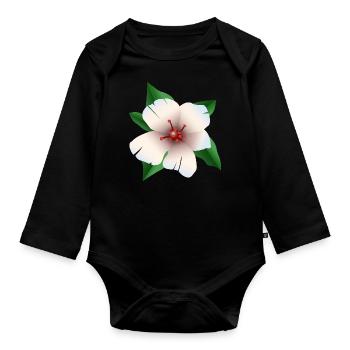 Hibiscus - Hibiscus flower - Organic Longsleeve Baby Bodysuit - black - Front