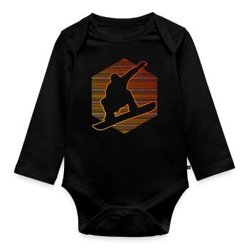 Snowboarder hommes femmes sports d'hiver snowboard - Body Bébé bio manches longues - noir - Devant