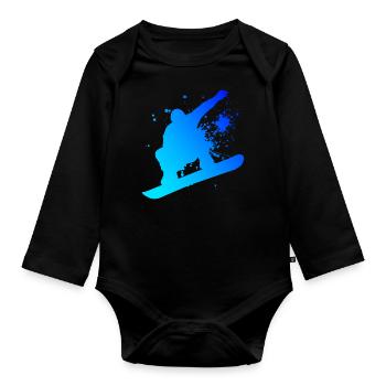 Men's snowboarders snowboarding women's snowboard - Organic Longsleeve Baby Bodysuit - black - Front