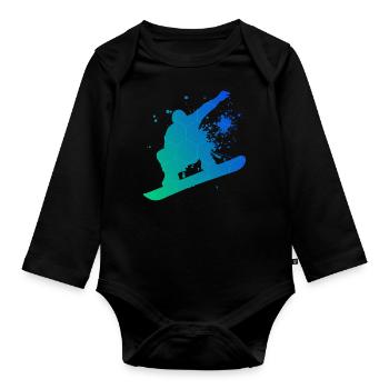 Snowboarder sports d'hiver snowboard snowboard - Body Bébé bio manches longues - noir - Devant
