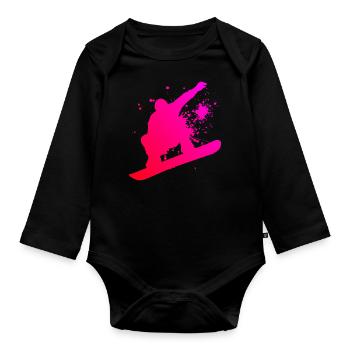 Snowboarder mens snowboard winter sport snowboard - Organic Longsleeve Baby Bodysuit - black - Front