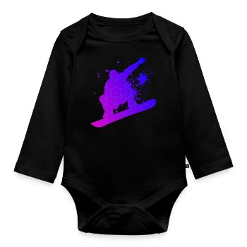 Sports d'hiver snowboard snowboarder hommes snowboard - Body Bébé bio manches longues - noir - Devant