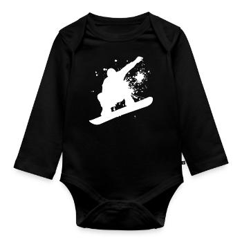 Men's Snowboarding Winter Sports Snowboard Snowboar - Organic Longsleeve Baby Bodysuit - black - Front