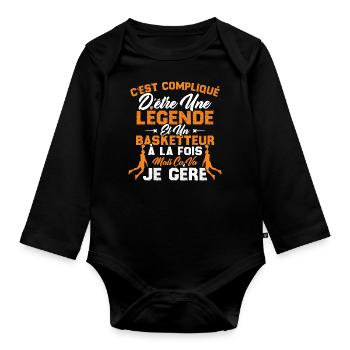 Une Légende Et Un Basketteur - Body Bébé bio manches longues - noir - Devant