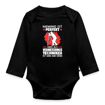 Vermessungstechniker sind perfekt Vermesser - Baby Bio-Langarm-Body - Schwarz - Vorne