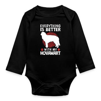 Everything better with Hovawart German farmer dog - Organic Longsleeve Baby Bodysuit - black - Front