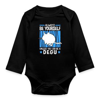 Dann sei ein Degu Nagetier Chile Degu - Baby Bio-Langarm-Body - Schwarz - Vorne