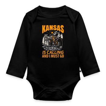 Cadeau de voyage au Kansas - Body Bébé bio manches longues - noir - Devant