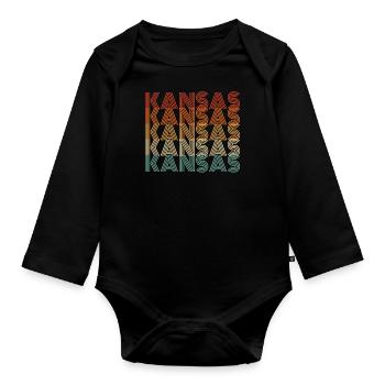 Kansas resident gift - Organic Longsleeve Baby Bodysuit - black - Front