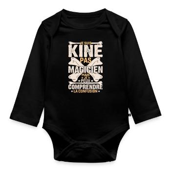 Je Suis Kiné Pas Magicien - Body Bébé bio manches longues - noir - Devant