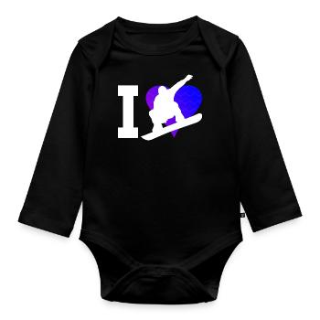 Sports d'hiver snowboarders hommes snowboard femmes - Body Bébé bio manches longues - noir - Devant