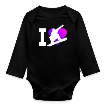 Femmes snowboarders snowboard snowboard hommes - Body Bébé bio manches longues - noir - Devant