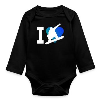Snowboard snowboarders hommes femmes sports d'hiver - Body Bébé bio manches longues - noir - Devant