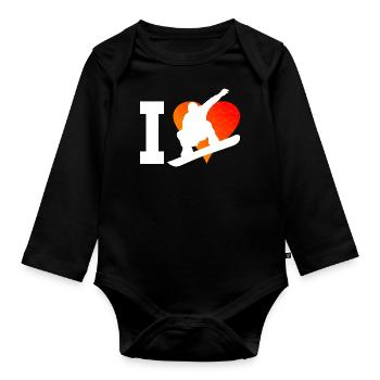 Snowboard Femmes Snowboard Hommes Snowboarder - Body Bébé bio manches longues - noir - Devant