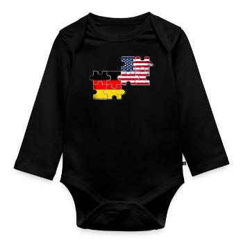 Allemagne USA Drapeau Américain Allemand - Body Bébé bio manches longues - noir - Devant
