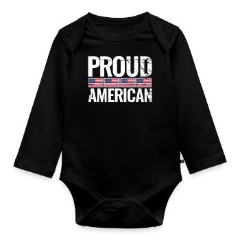 Fier drapeau américain américain américain - Body Bébé bio manches longues - noir - Devant