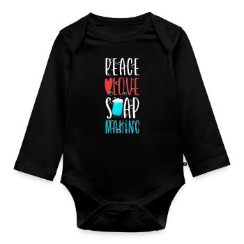 Soap Making Crafting Peace Love - Organic Longsleeve Baby Bodysuit - black - Front