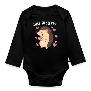 Hedgie Just So Sleepy Hedgehog - Baby Bio-Langarm-Body - Schwarz - Vorne