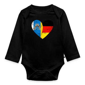 Îles Canaries Allemagne Flag Heart - Body Bébé bio manches longues - noir - Devant