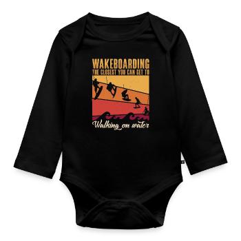 Wakeboard WakeboardIng Wakeboarder Cadeau - Body Bébé bio manches longues - noir - Devant