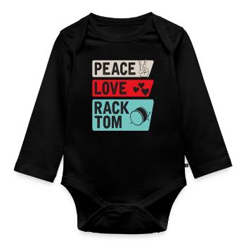 Peace Love Rack Tom Music Instrument - Baby Bio-Langarm-Body - Schwarz - Vorne