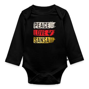 Peace Love Sansa Music Instrument - Baby Bio-Langarm-Body - Schwarz - Vorne