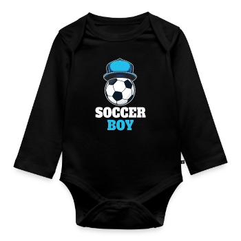 Lustiges Fußball Junge - Baby Bio-Langarm-Body - Schwarz - Vorne