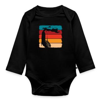 Retro belly dance For belly dancer - Organic Longsleeve Baby Bodysuit - black - Front