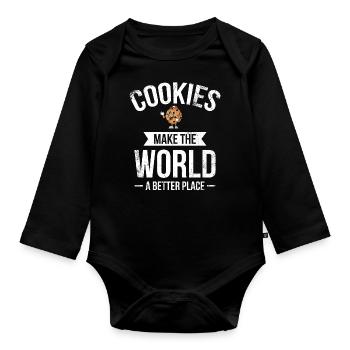 Cookies Make the World Better For Baker Or - Organic Longsleeve Baby Bodysuit - black - Front