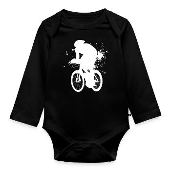Road bike men's road bike racing bike racing cyclist - Organic Longsleeve Baby Bodysuit - black - Front