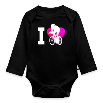 Road bike racing cycling Road bike racing cyclist - Organic Longsleeve Baby Bodysuit - black - Front
