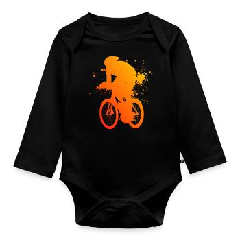 Road bike men racing cyclist road bike racing bike - Organic Longsleeve Baby Bodysuit - black - Front