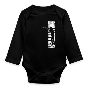 Buck Deer Hunting Hunter Vintage - Organic Longsleeve Baby Bodysuit - black - Front