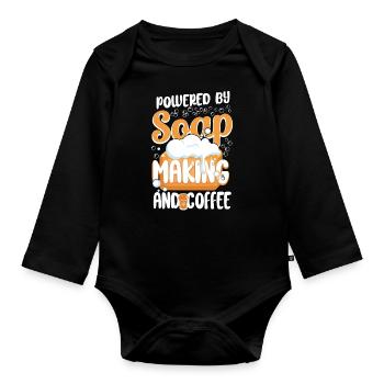 Soap Making Crafting Powered By - Organic Longsleeve Baby Bodysuit - black - Front