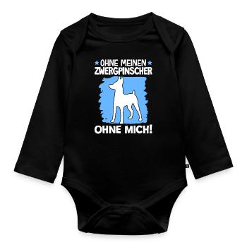Ohne Zwergpinscher ohne mich Pinscher - Baby Bio-Langarm-Body - Schwarz - Vorne