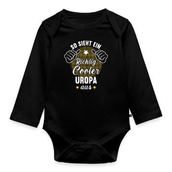 So Sieht Ein Richtig Cooler Uropa aus Großvater - Baby Bio-Langarm-Body - Schwarz - Vorne