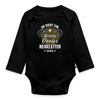 So Sieht Ein Richtig Cooler Reiseleiter aus - Baby Bio-Langarm-Body - Schwarz - Vorne