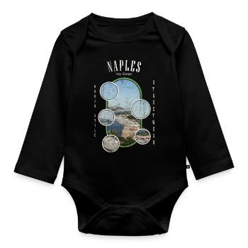 Naples Naples Italy City Skyline Holiday Love - Organic Longsleeve Baby Bodysuit - black - Front
