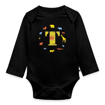 afrique t - Body Bébé bio manches longues - noir - Devant